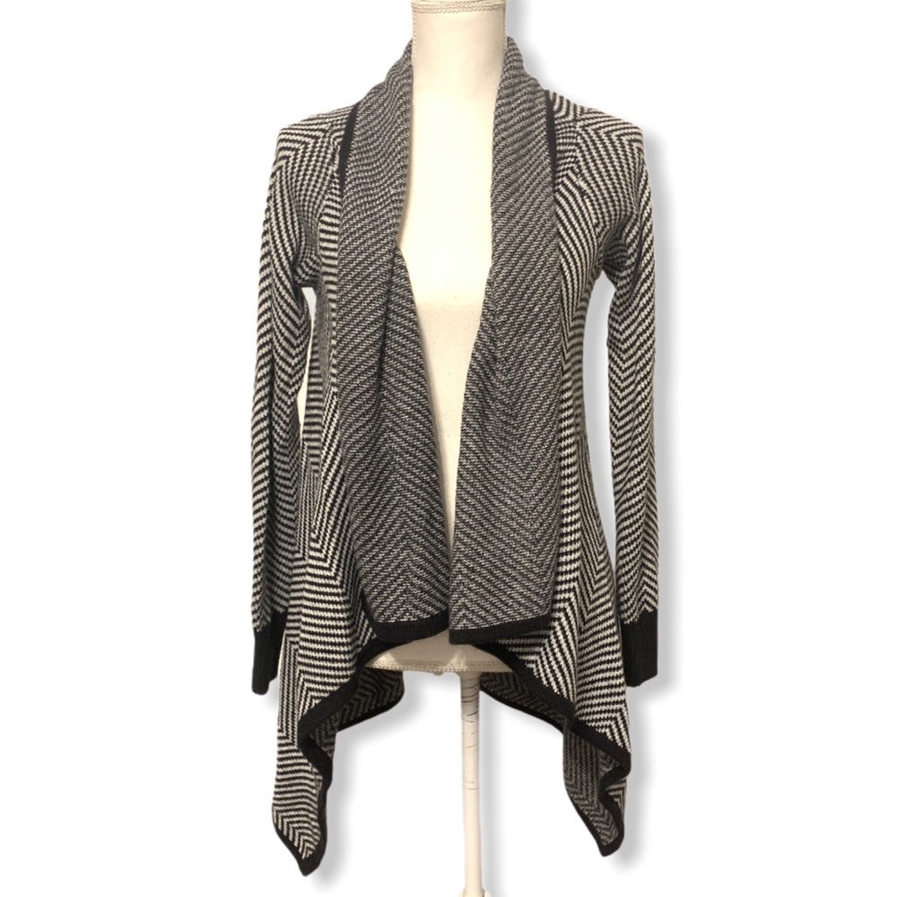 Merona black and white striped cascading cardigan